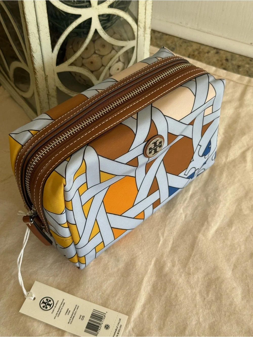 Tory Burch Multicolor Geometric Print Cosmetic Pouch